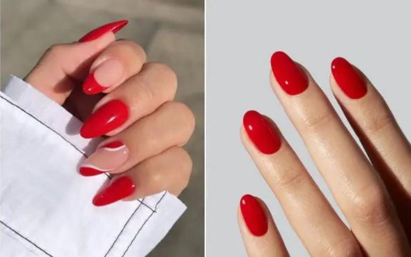 Hailey Bieber's Red French Nails